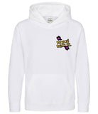 The front of an arctic white hoodie displaying the Personal Prints UK logo on the top left breast.
