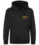 The front of a black smoke hoodie displaying the Personal Prints UK logo on the top left breast.