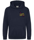The front of a nautical French navy hoodie displaying the Personal Prints UK logo on the top left breast.