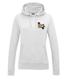 An arctic white hoody displaying the Personal Prints UK logo on the top left breast.