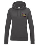 A charcoal grey hoody displaying the Personal Prints UK logo on the top left breast.