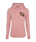 A dusty pink hoody displaying the Personal Prints UK logo on the top left breast.