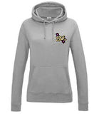 A heather grey hoody displaying the Personal Prints UK logo on the top left breast.