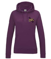 A plum purple hoody displaying the Personal Prints UK logo on the top left breast.
