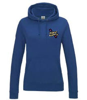 A royal blue hoody displaying the Personal Prints UK logo on the top left breast.