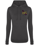A storm grey hoody displaying the Personal Prints UK logo on the top left breast.